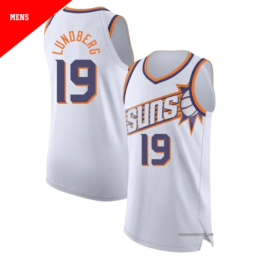＃19 Men's Gabriel Lundberg Phoenix Suns 2024/25 Authentic White Association Edition Jersey