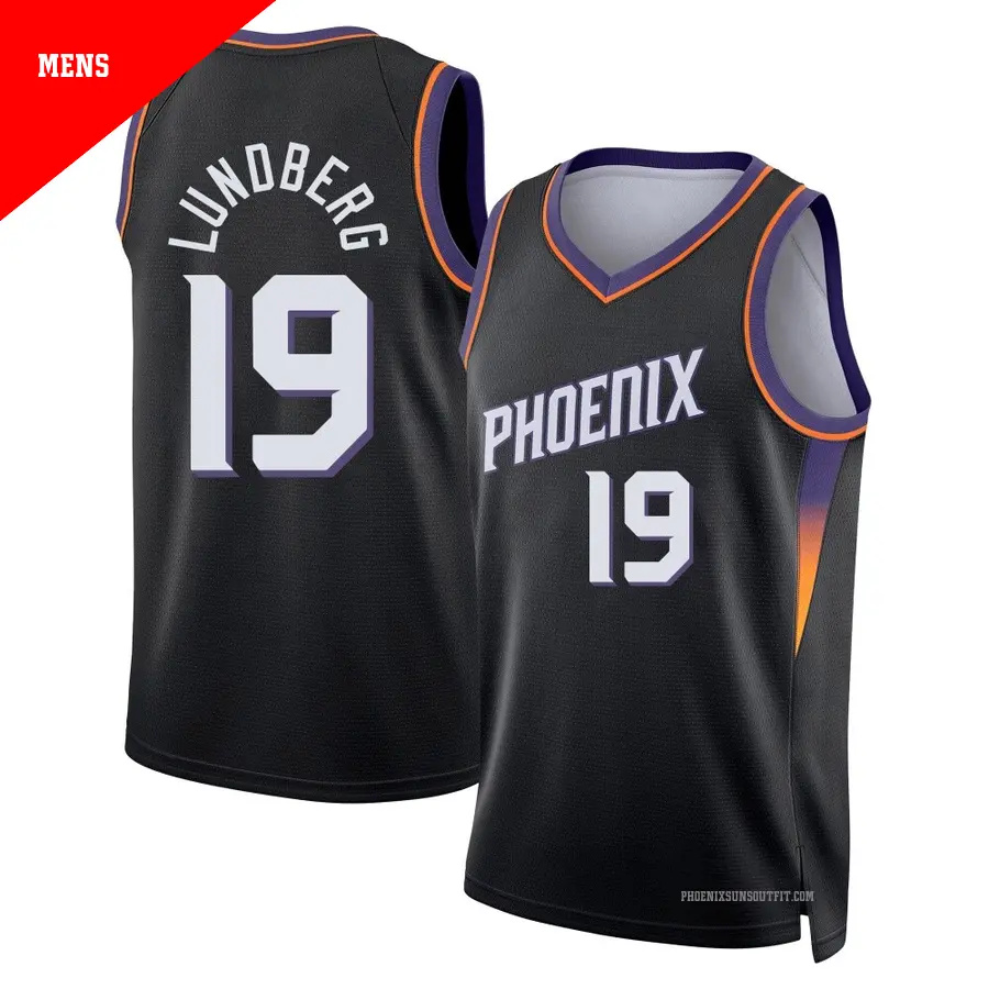 ＃19 Men's Gabriel Lundberg Phoenix Suns 2024/25 Swingman Black Statement Edition Jersey