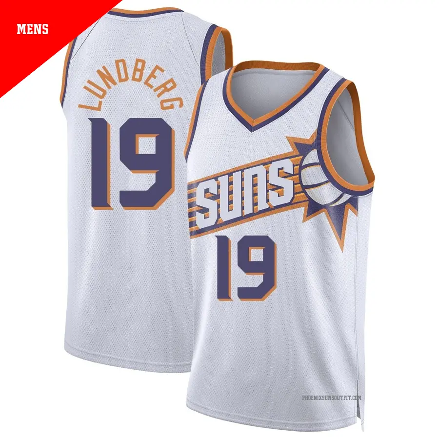 ＃19 Men's Gabriel Lundberg Phoenix Suns 2024/25 Swingman White Association Edition Jersey