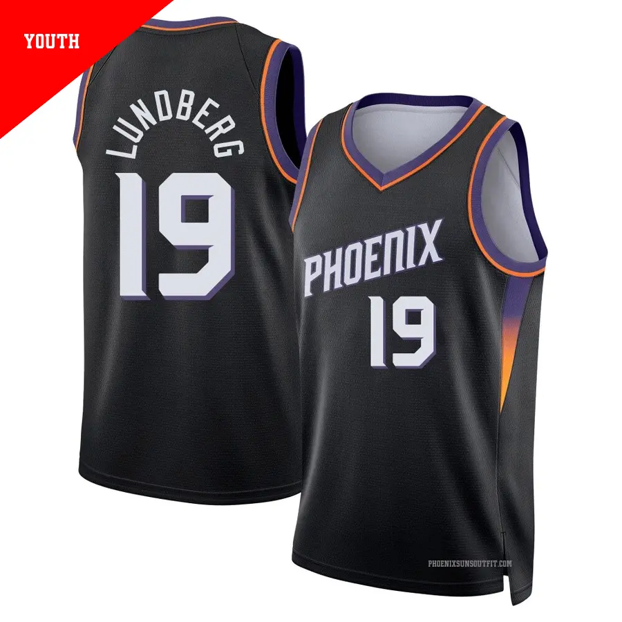 ＃19 Youth Gabriel Lundberg Phoenix Suns 2024/25 Swingman Black Statement Edition Jersey
